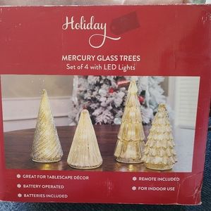 Holiday Mercury Glass Trees w/ LED lights and remote control